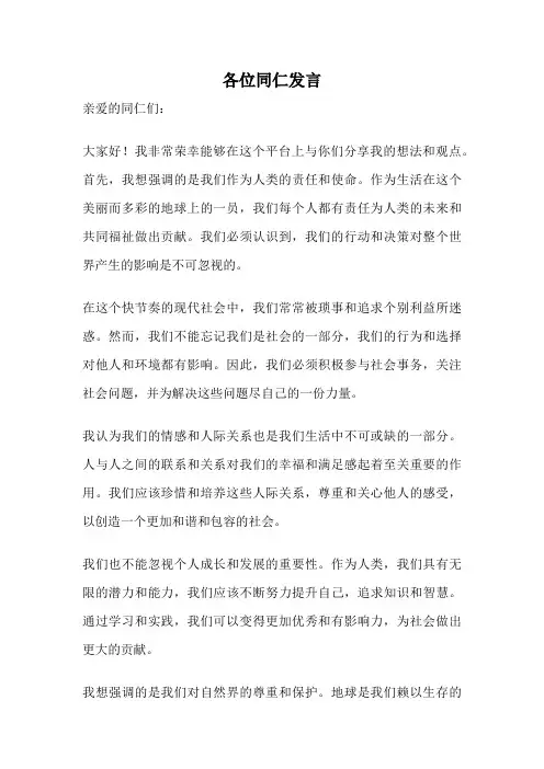 各位同仁发言