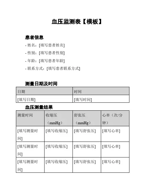 血压监测表【模板】