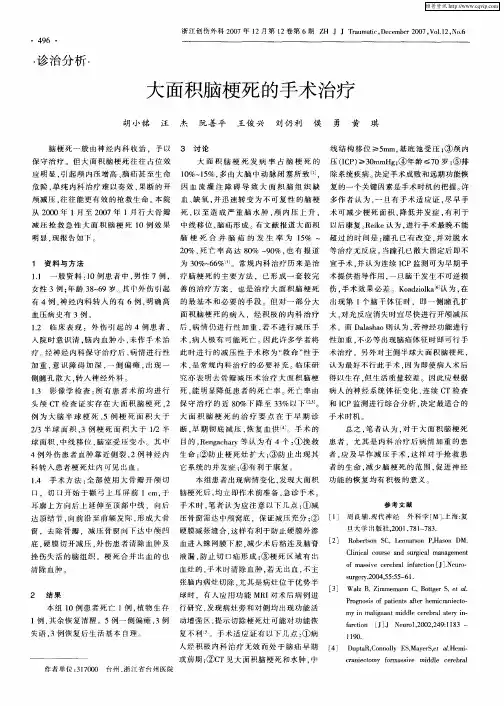 大面积脑梗死的手术治疗