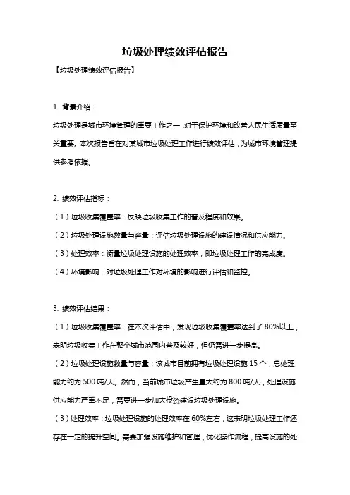 垃圾处理绩效评估报告