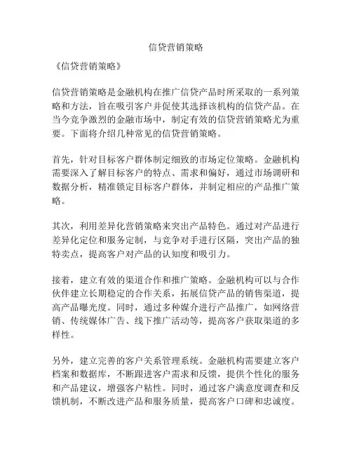 信贷营销策略
