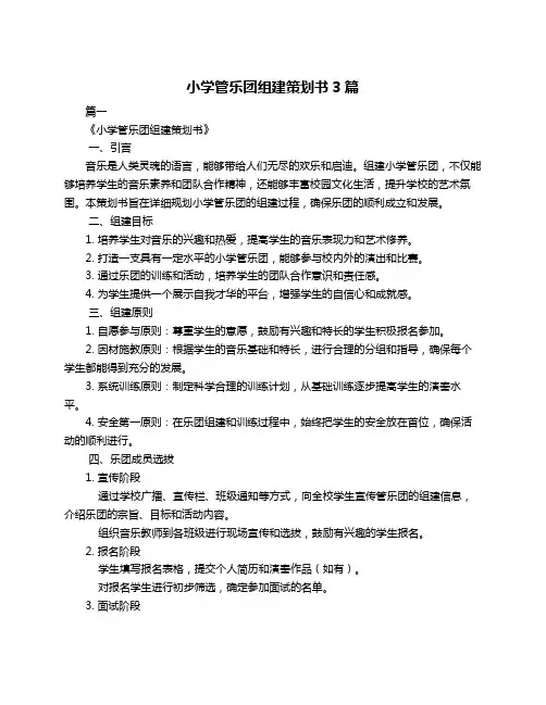 小学管乐团组建策划书3篇