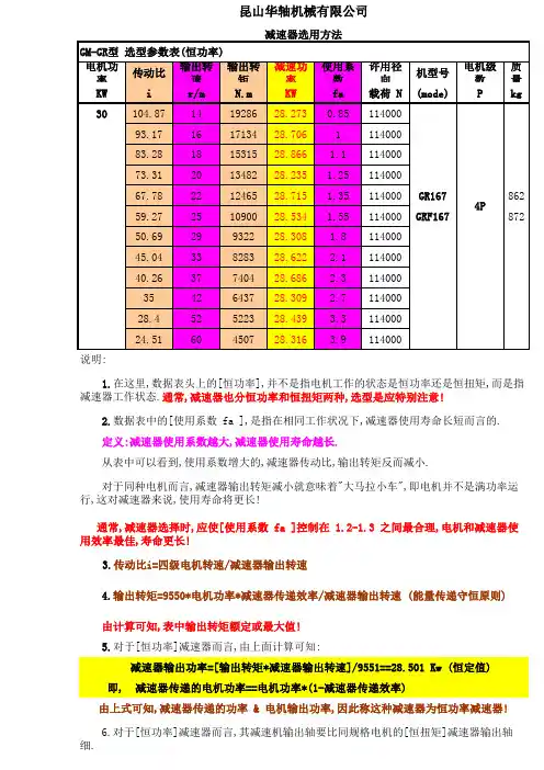 减速器选择方法