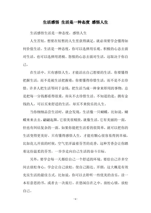 生活感悟 生活是一种态度 感悟人生
