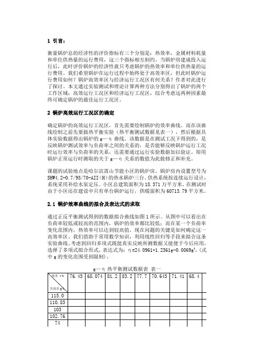 锅炉运行曲线
