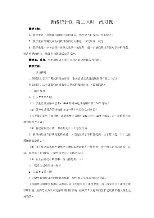 五年级数学《折线统计图(第二课时)》教案