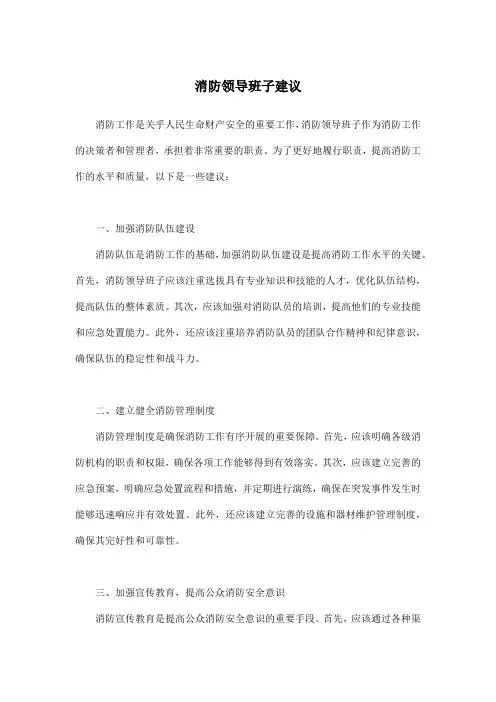 消防领导班子建议