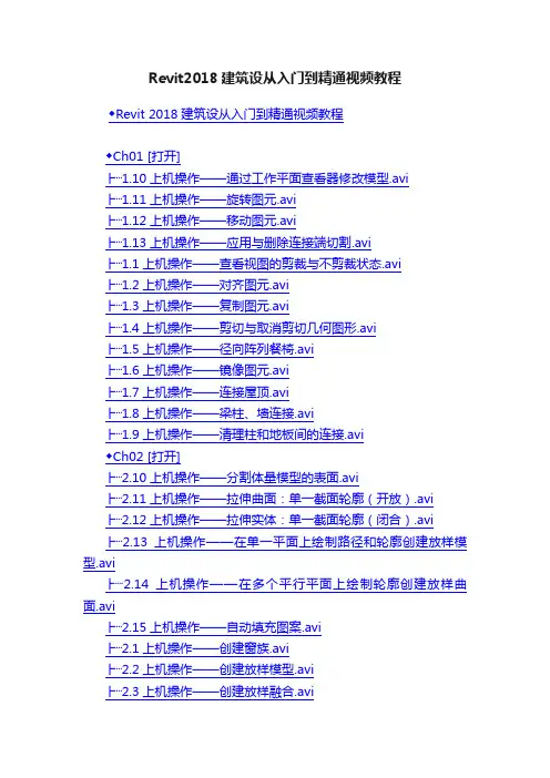 Revit2018建筑设从入门到精通视频教程