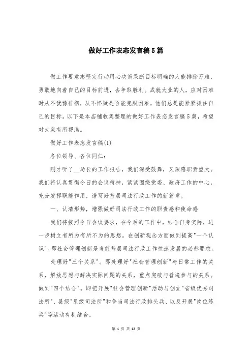 做好工作表态发言稿5篇
