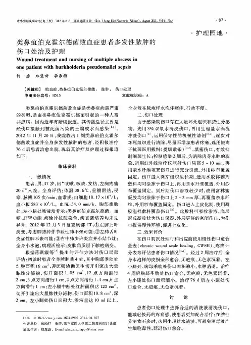 类鼻疽伯克霍尔德菌败血症患者多发性脓肿的伤口处治及护理