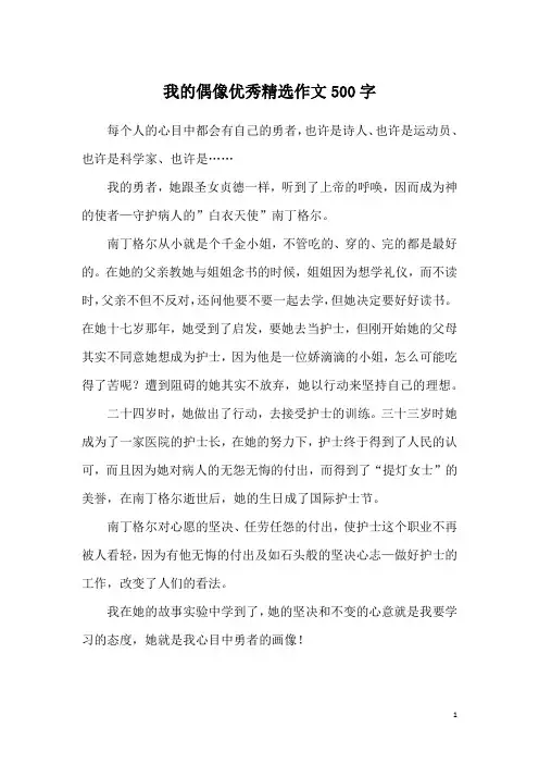 我的偶像优秀精选作文500字