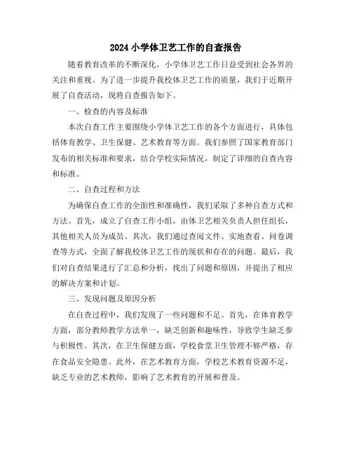 2024小学体卫艺工作的自查报告
