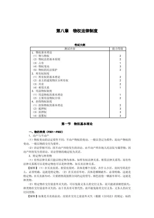 注会经济法·第八章-物权法律制度教学内容