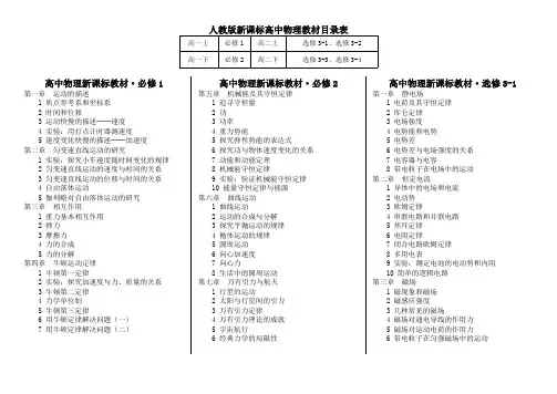人教版高中物理教材目录表