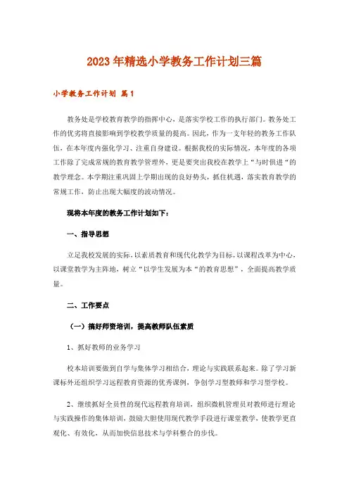 2023年精选小学教务工作计划三篇