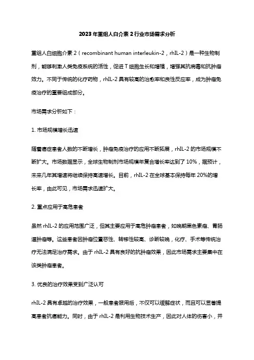2023年重组人白介素2行业市场需求分析