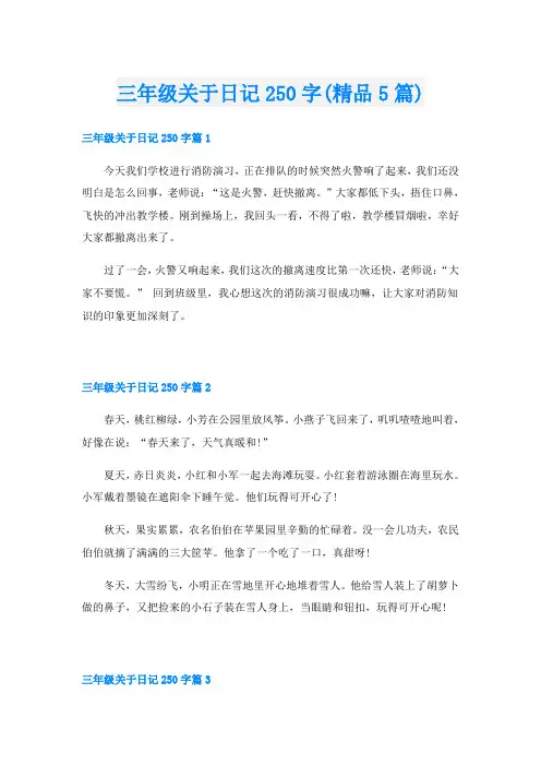 三年级关于日记250字(精品5篇)