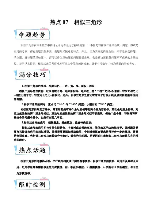 相似三角形-2022年中考数学专练(解析版)