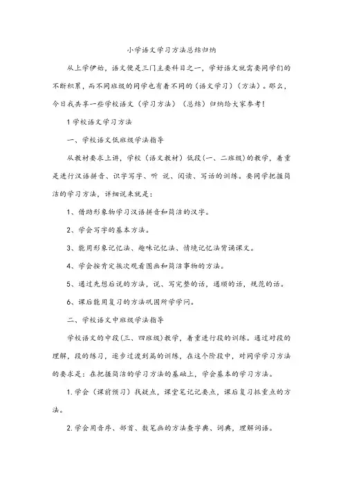 小学语文学习方法总结归纳