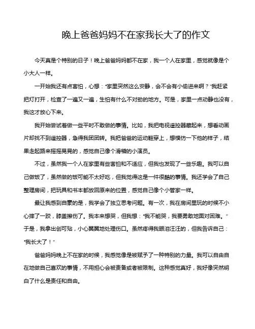 晚上爸爸妈妈不在家我长大了的作文 2