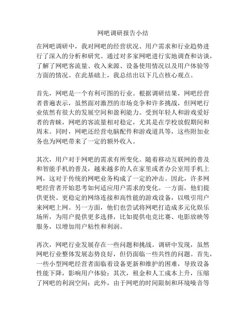 网吧调研报告小结