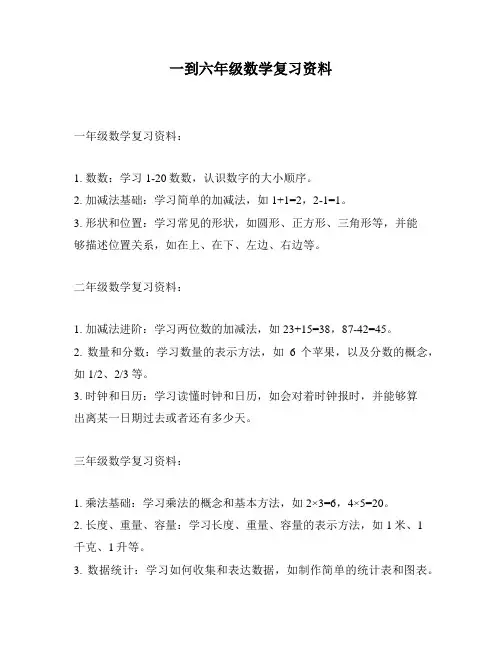 一到六年级数学复习资料