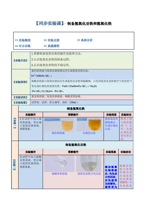 实验07制备氢氧化亚铁和氢氧化铁高一化学教材实验大盘点_1