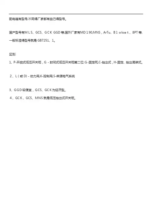 配电箱及其字母说明