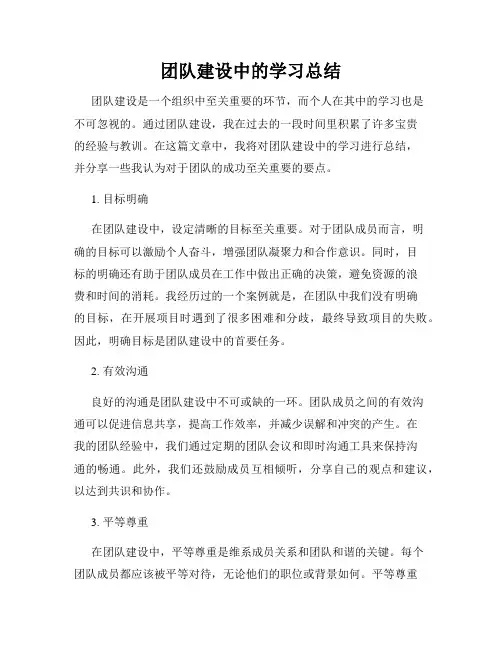 团队建设中的学习总结