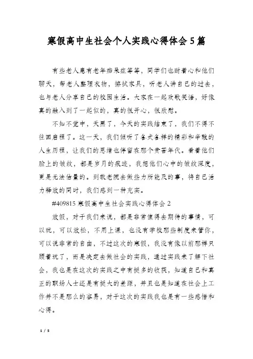 寒假高中生社会个人实践心得体会5篇