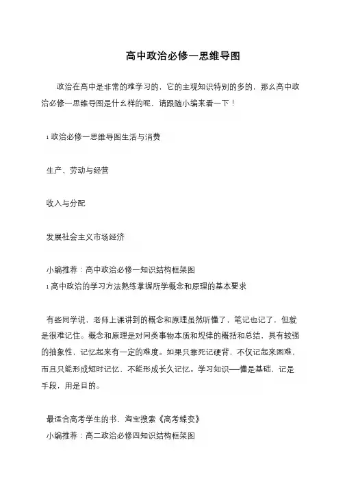 高中政治必修一思维导图