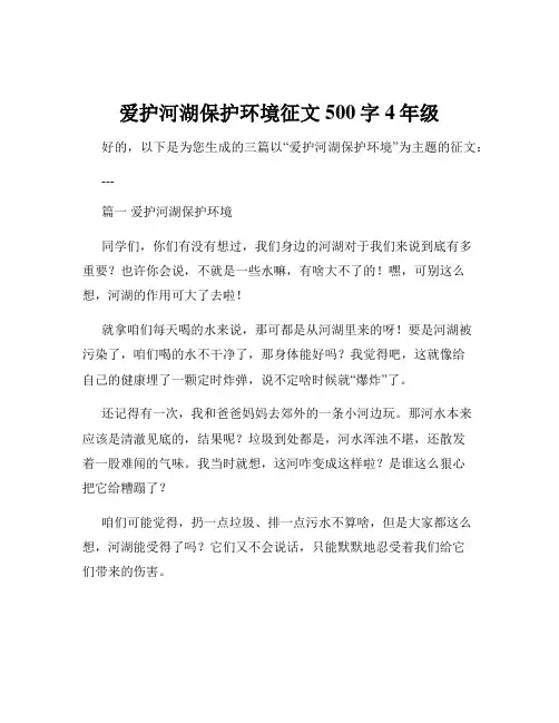 爱护河湖保护环境征文500字4年级