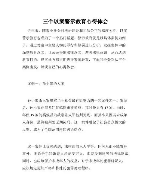 三个以案警示教育心得体会