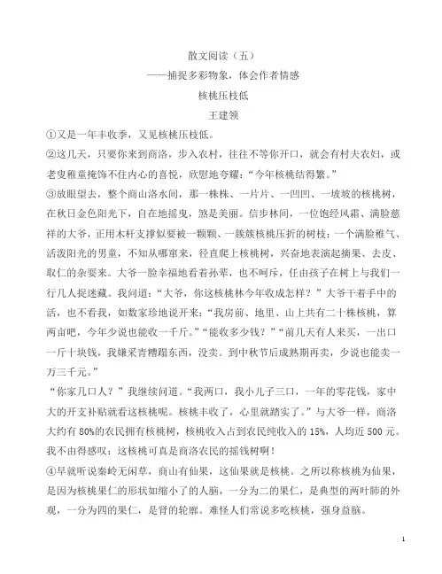 2018届中考语文知识点梳理复习学案(散文阅读(五))