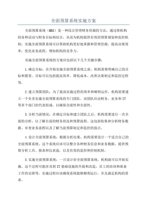 全面预算系统实施方案