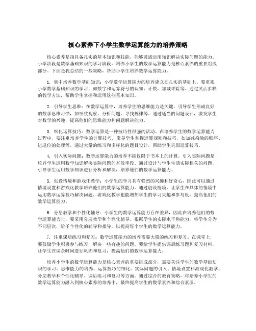 核心素养下小学生数学运算能力的培养策略