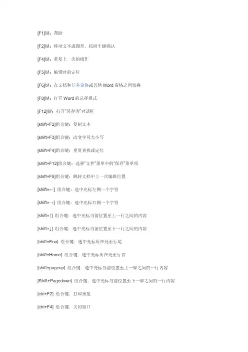 office2007   word文档快捷键大全