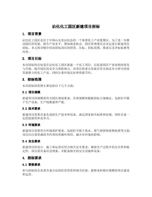 沾化化工园区新建项目招标