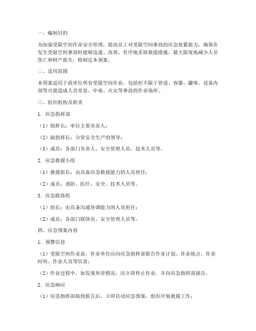 受限空间事故应急预案及演练