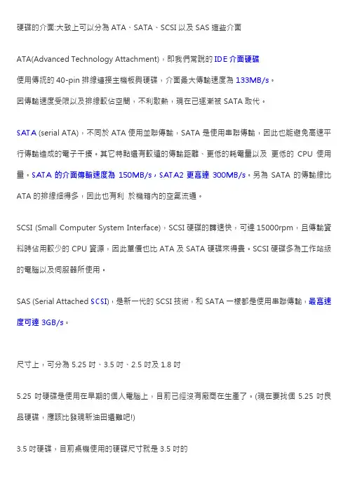 硬盘的接口及尺寸介绍