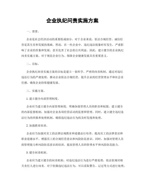 企业执纪问责实施方案