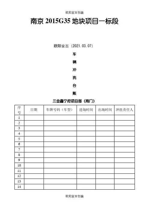 车辆进出冲洗台账之欧阳家百创编