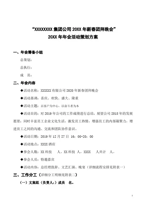 年会活动策划方案及执行流程列表
