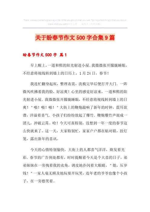 关于盼春节作文500字合集9篇