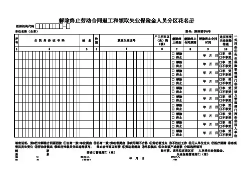 1-8号表(天津市劳动局手续办理相关)