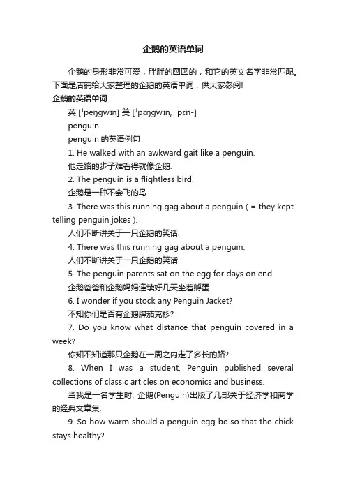 企鹅的英语单词