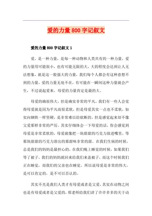 爱的力量800字记叙文