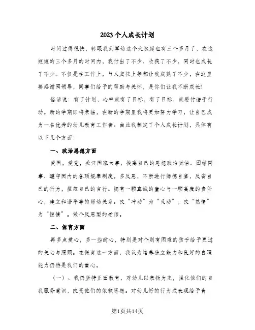 2023个人成长计划(5篇)