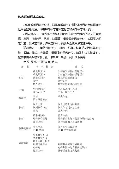 体表解剖标志定位法
