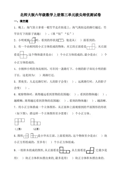 北师大版六年级数学上册第三单元拔尖培优测试卷(含答案)